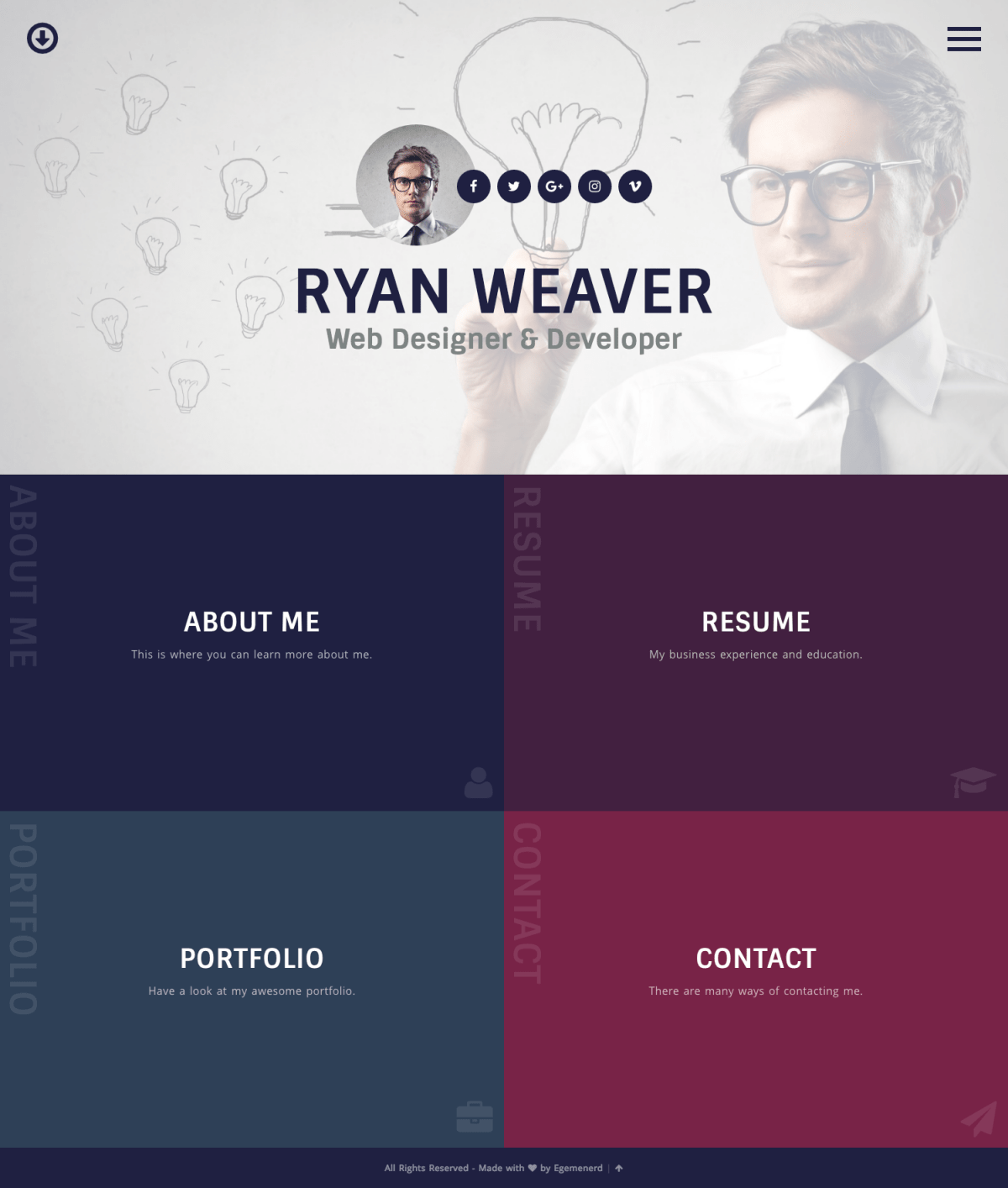Insurgent - Personal Vcard Resume HTML Template