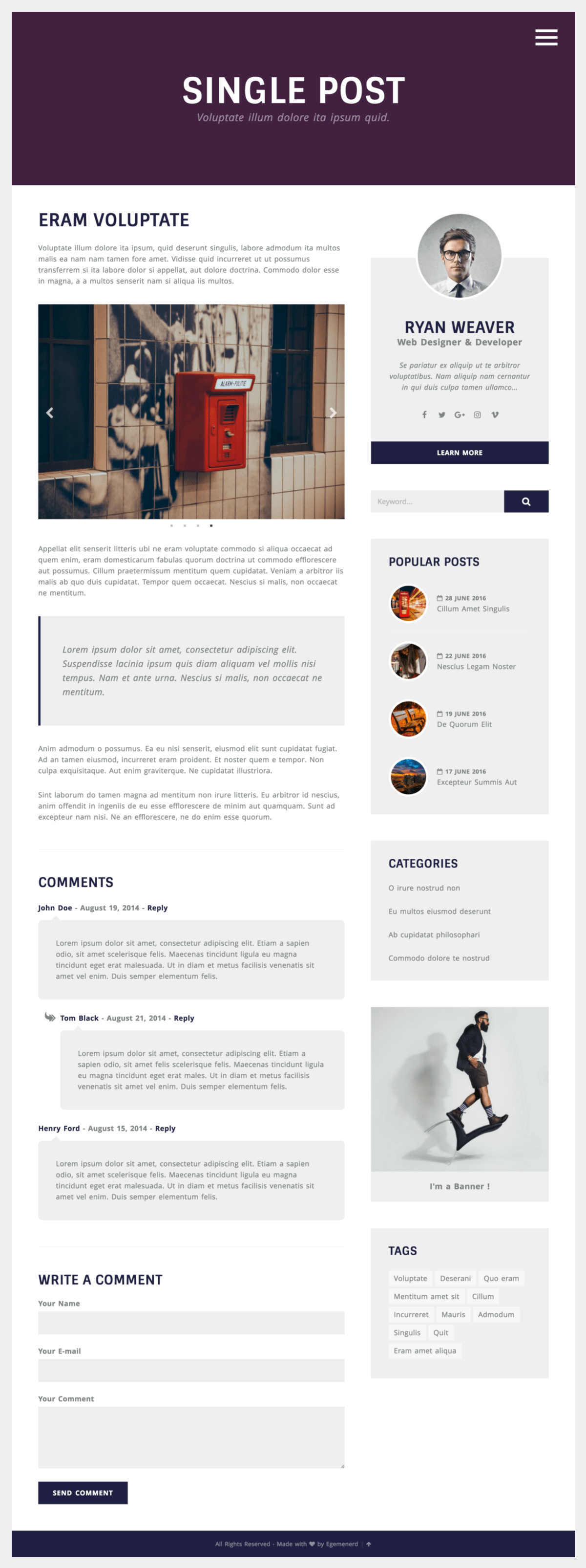Insurgent - Personal Vcard Resume HTML Template